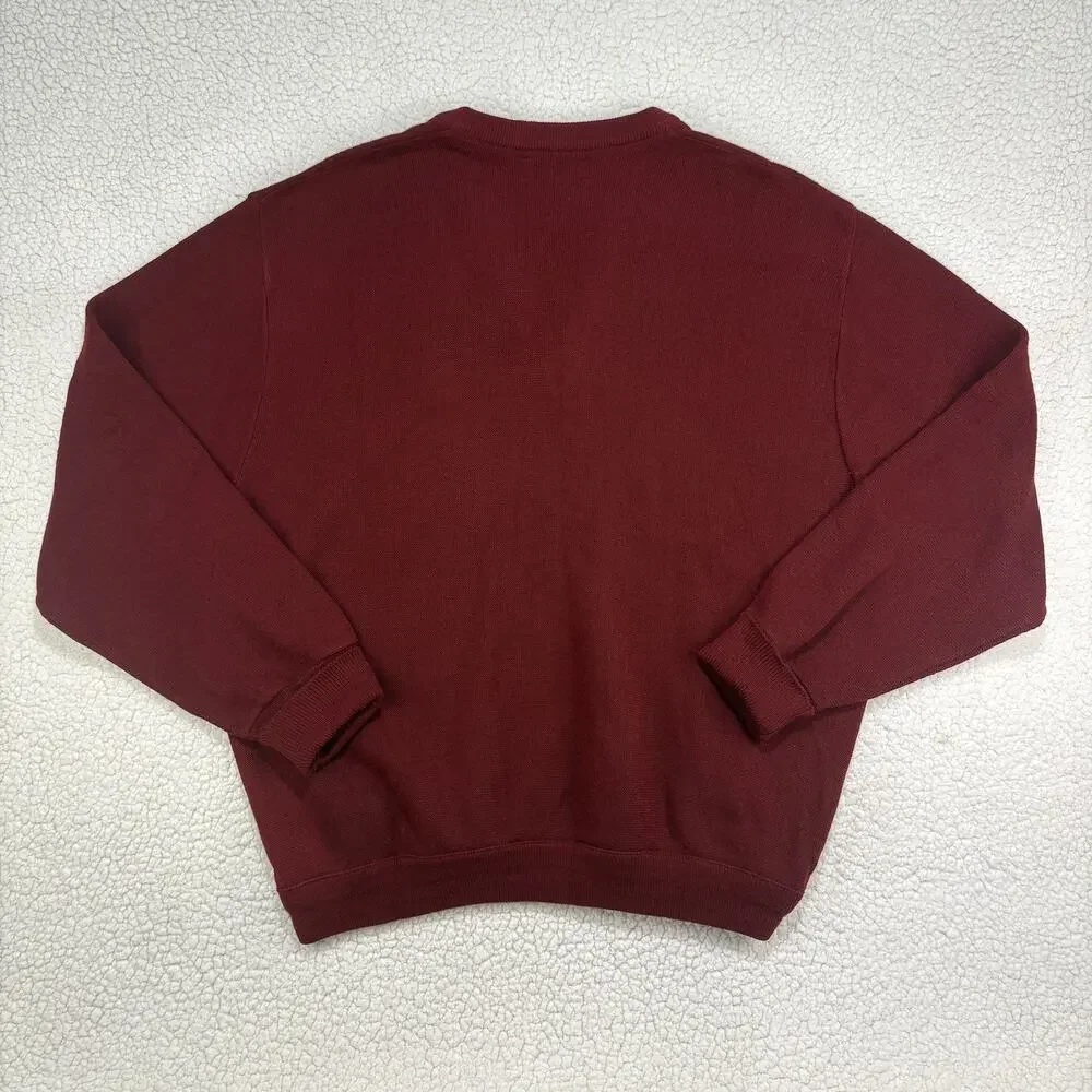 Vintage IZOD Sweater Mens XXL Pullover V-Neck Acrylic Golf Crest‎ USA Maroon